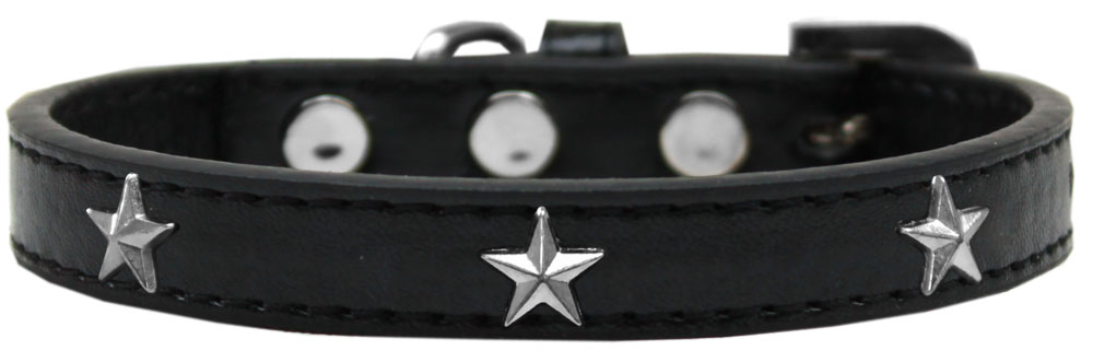 Silver Star Widget Dog Collar Black Size 16
